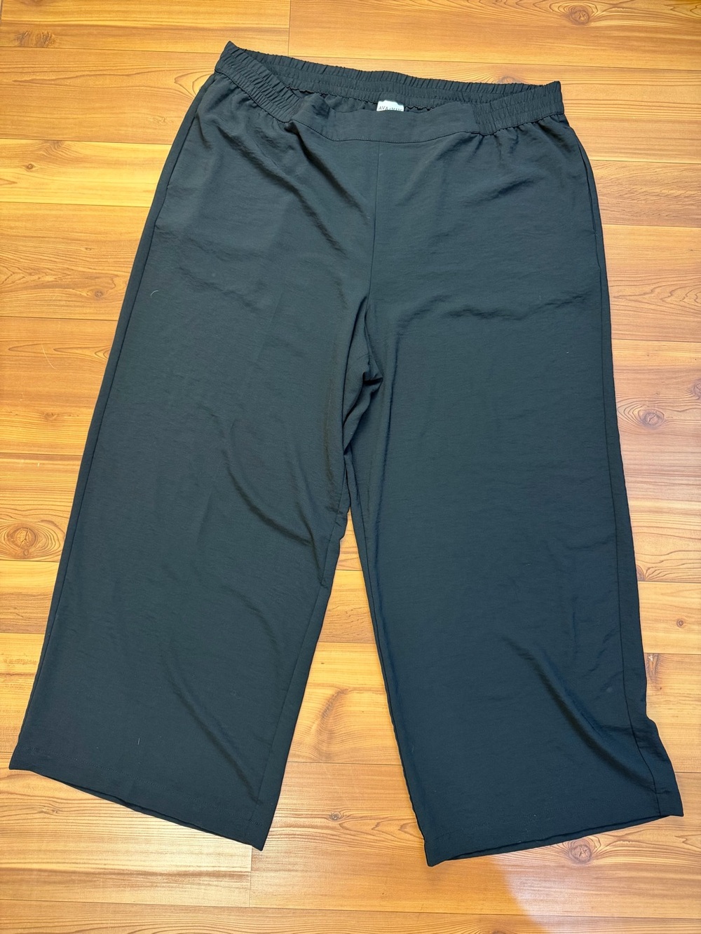 Ava & Viv Black Crepe Wide Leg Pants Women’s Plus Size 2X Elastic Waist Flowy